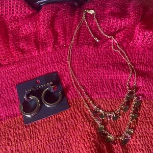 NWT Ann Taylor  hoop earrings& free necklace